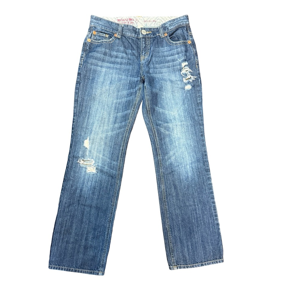 Mossimo Supply Co Boyfriend Jeans Womens 9 Distressed Medium Wash Straight Leg
